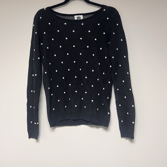 Old Navy Woman Black And White Polka Dot Sweater‎ Size M - Picture 1 of 7